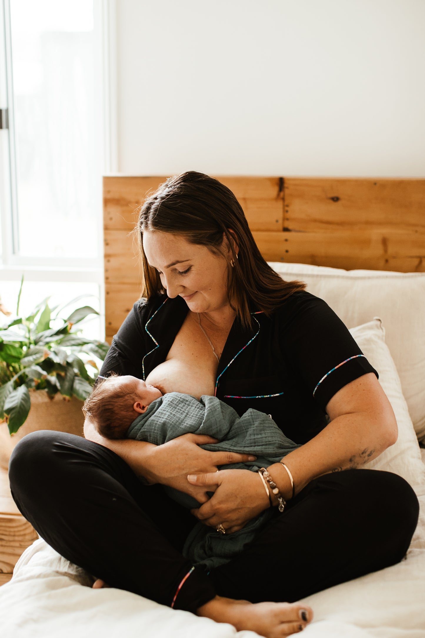 Luxury Breastfeeding Pajama Set | High-Waisted Support PJ Pants