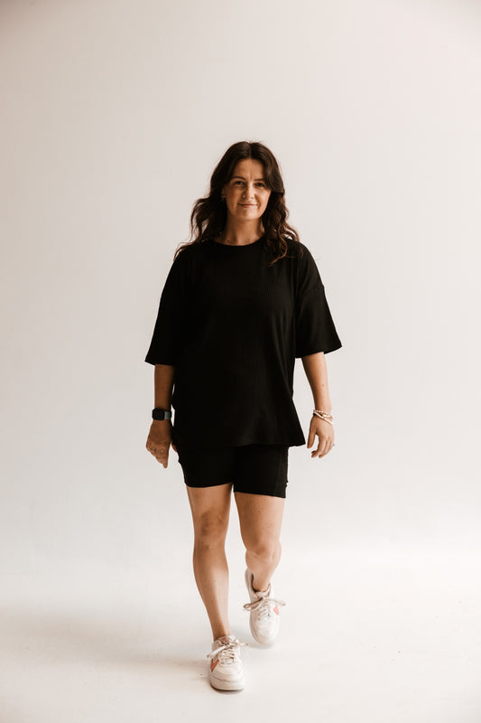 Blacked Out Ribbed Breastfeeding Set