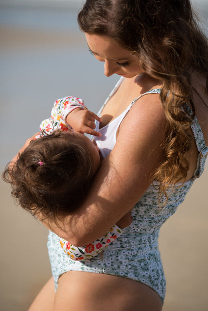 Milky Dayz Charlie Breastfeeding Swimsuit | Groovy Floral One-Piece | Cheeky Fit & Full Brief Options