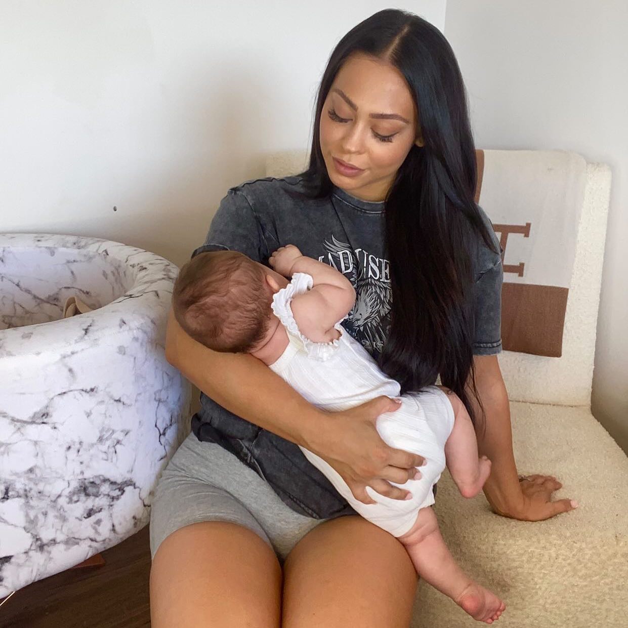 Emily Hembrow in our Mad House Mums Vintage Eagle Tee