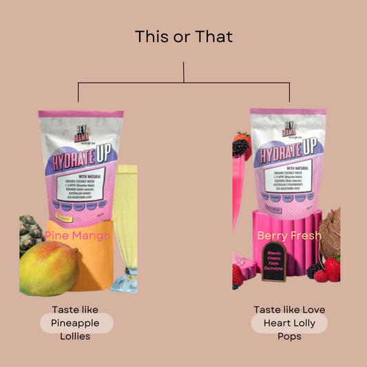 Hydrate Up Electrolyte Supplement | Berry Fresh & Pine Mango Flavours | All-Natural Hydration for Mums